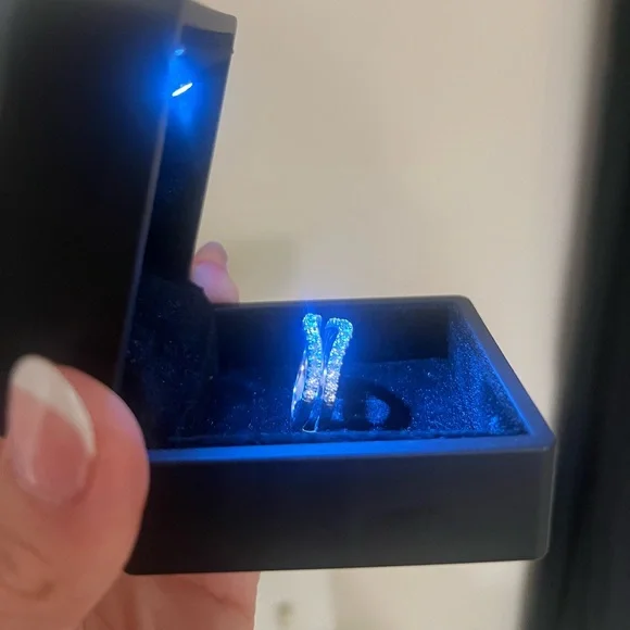 Moissanite Sterling Silver Wedding Band - Picture 2 of 8